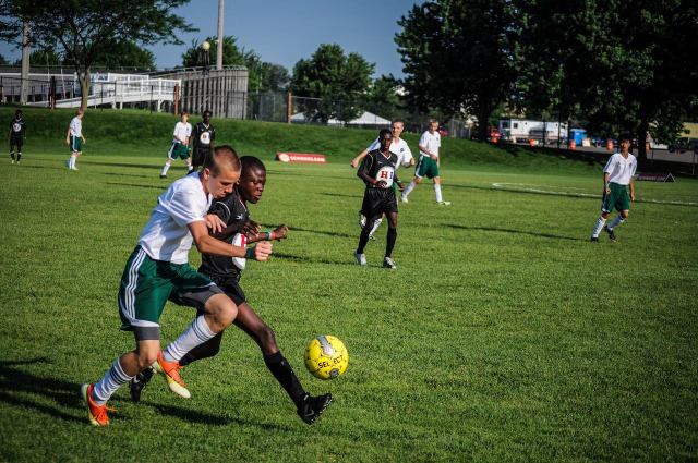 Kids playing soccer