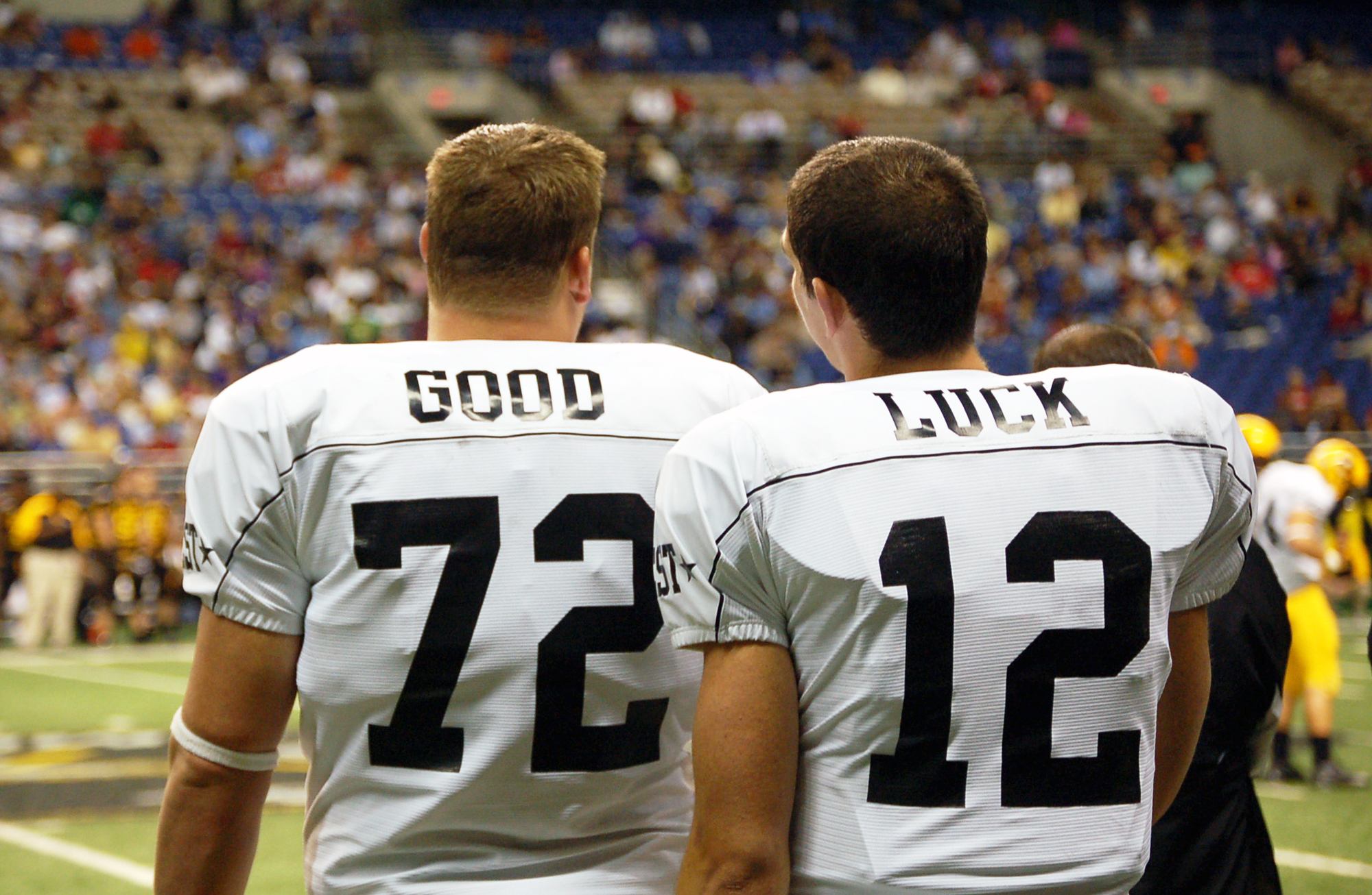 Stephen Good and future Indianapolis Colts quarterback Andrew Luck shared the sideline during the 2008 All-American Bowl.