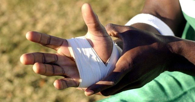 Injured hand athlete photo
