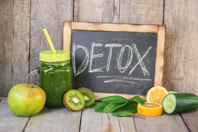 Green smoothies with vegetables and fruits. Detox Day. Slimming and excretion of slag. Healthy eating. Selective focus.