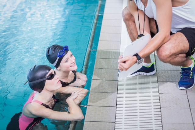 Two kids on the swim team
