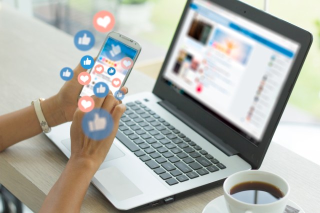 Phone and computer on social media.