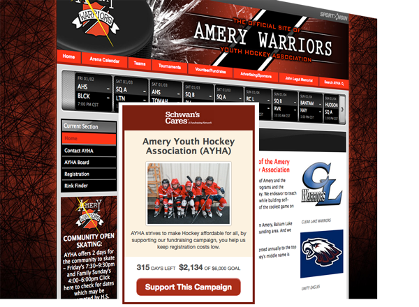 Amery Youth Hockey Website