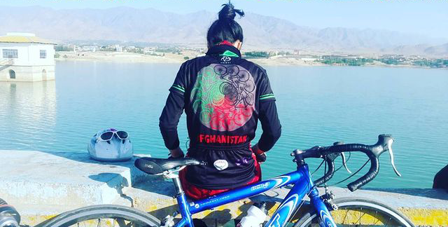 Rukshar Habibzai sitting by cycle