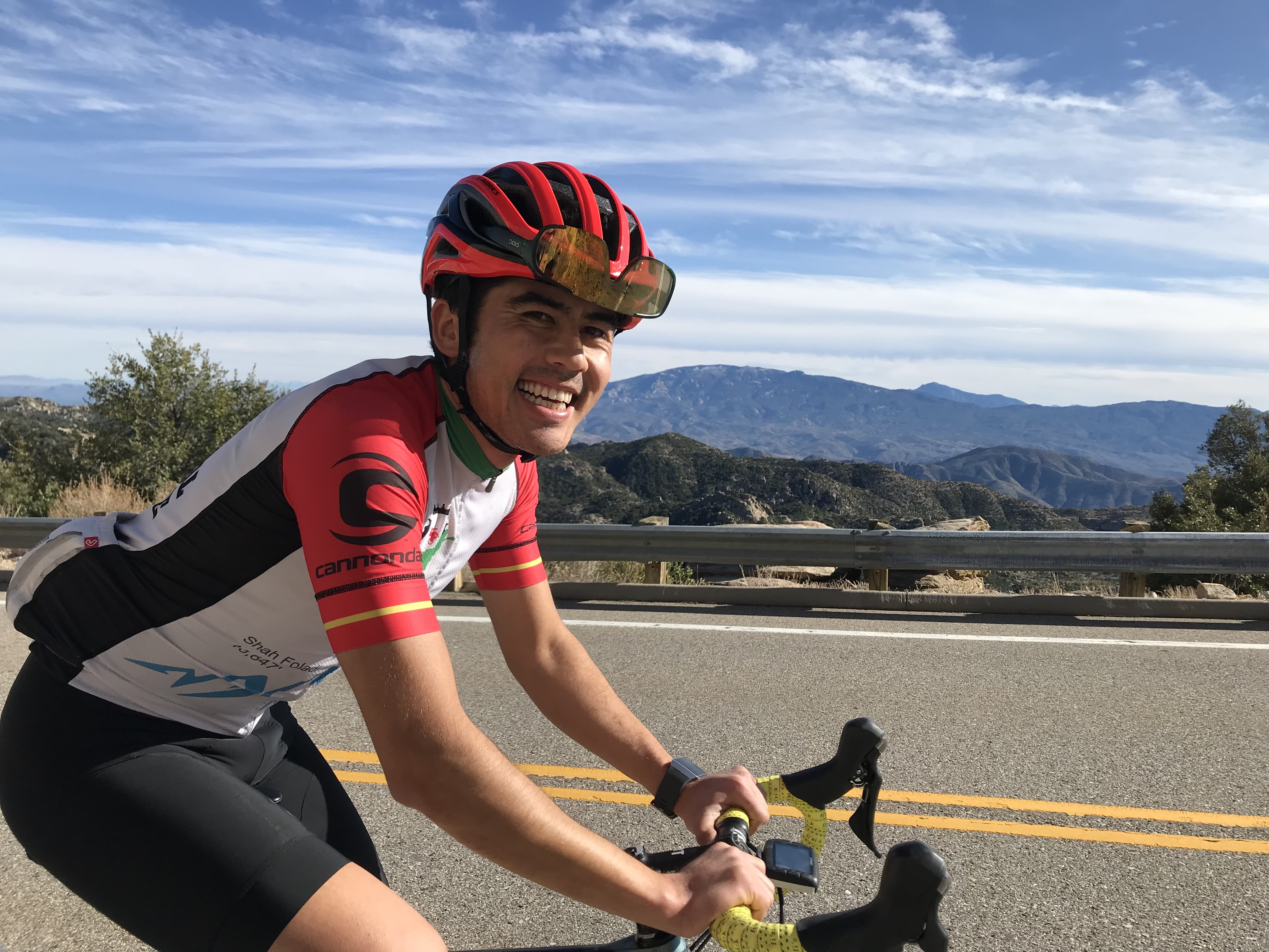 Farid Noori riding a bike