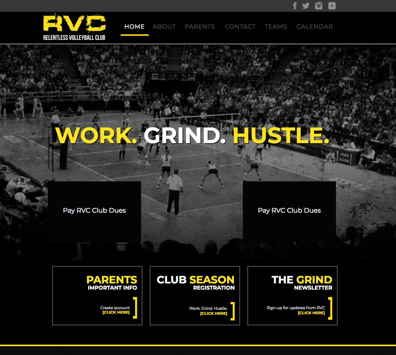 Relentless Volleyball Club Site Screenshot