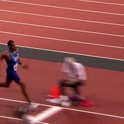 Track Runner at the Finish Line