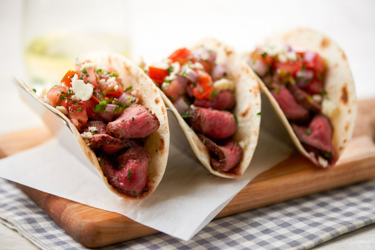  Acapulco Steak Tacos with Pico de Gallo and Queso Fresco