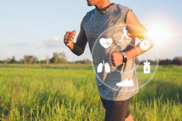 Athlete Jogging with Components on Side