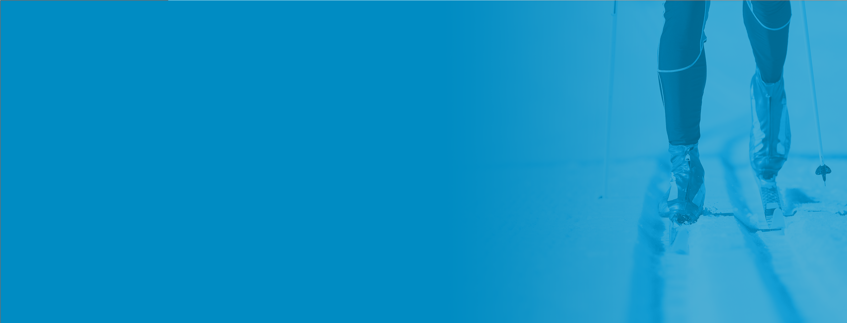 Blue background with cross country skier