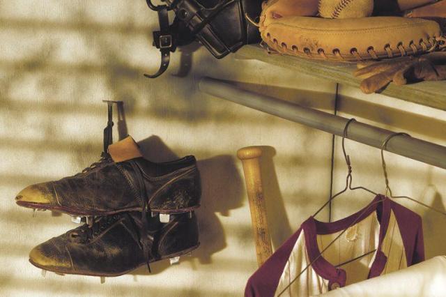Hung up baseball equipment