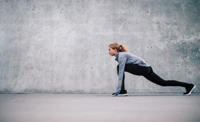 girl running grey