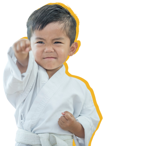 small boy doing karate
