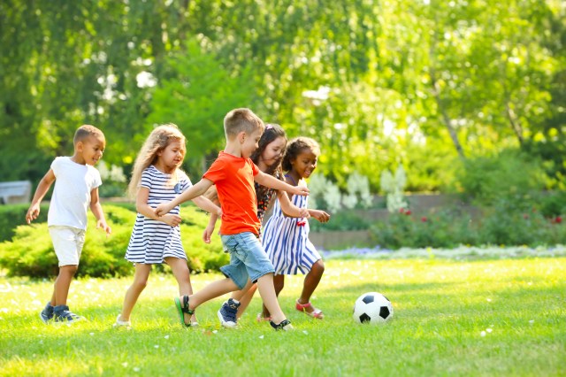 Kids playing soccer