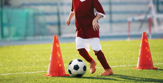 Youth soccer practice drills with cones