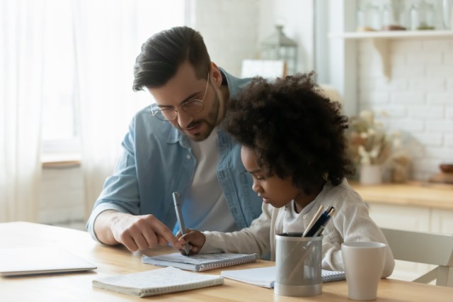 Child development, schoolwork at home concept