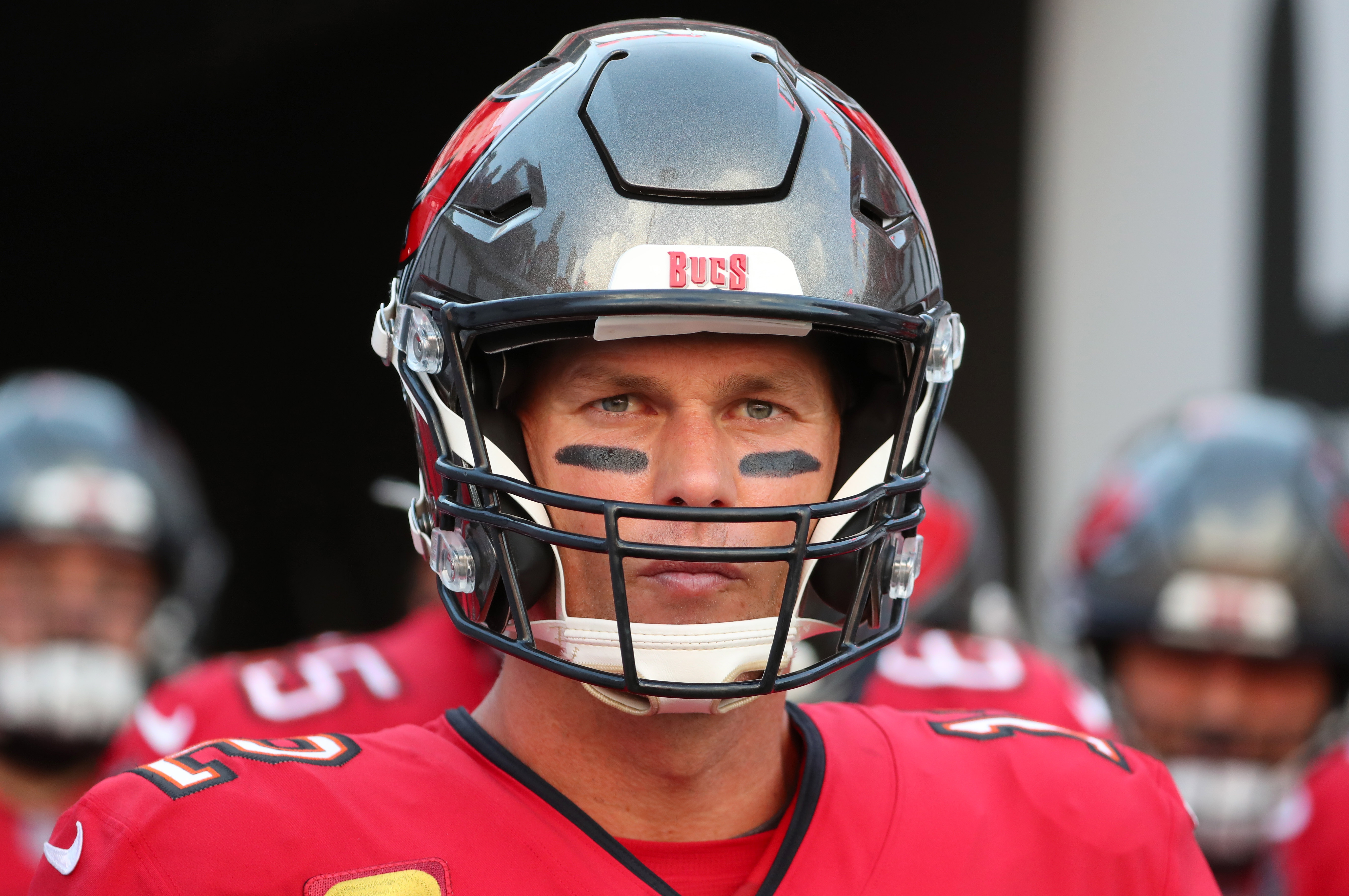 Tom Brady during an NFL game at Raymond James Stadium.